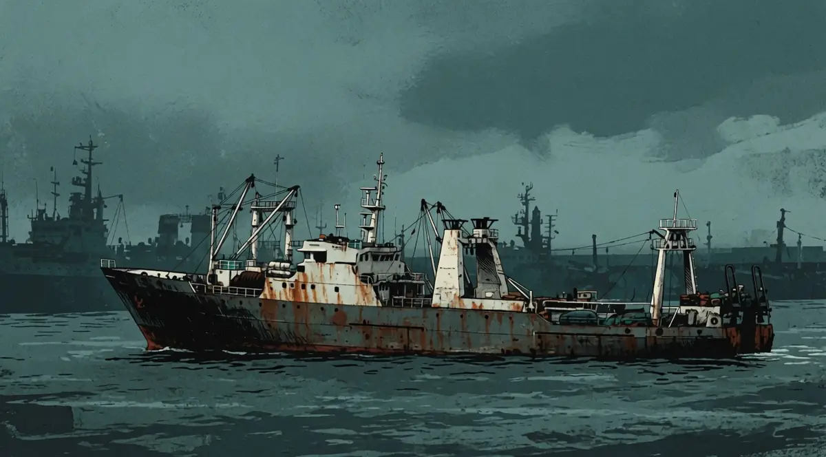 Ilustrasi kapal longline armada Oryong di dermaga.